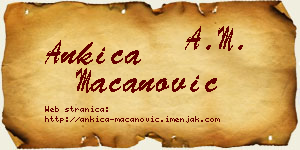 Ankica Macanović vizit kartica